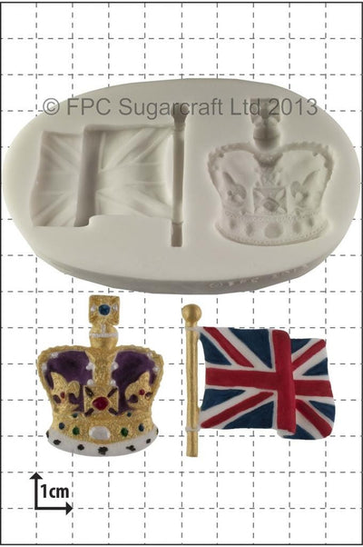 Union Jack flag and crown silicone mould