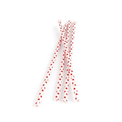 Red polka dot retro paper party straws (144)