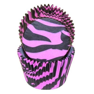 Zebra stripe (Hot Pink and black) baking cups cupcake papers