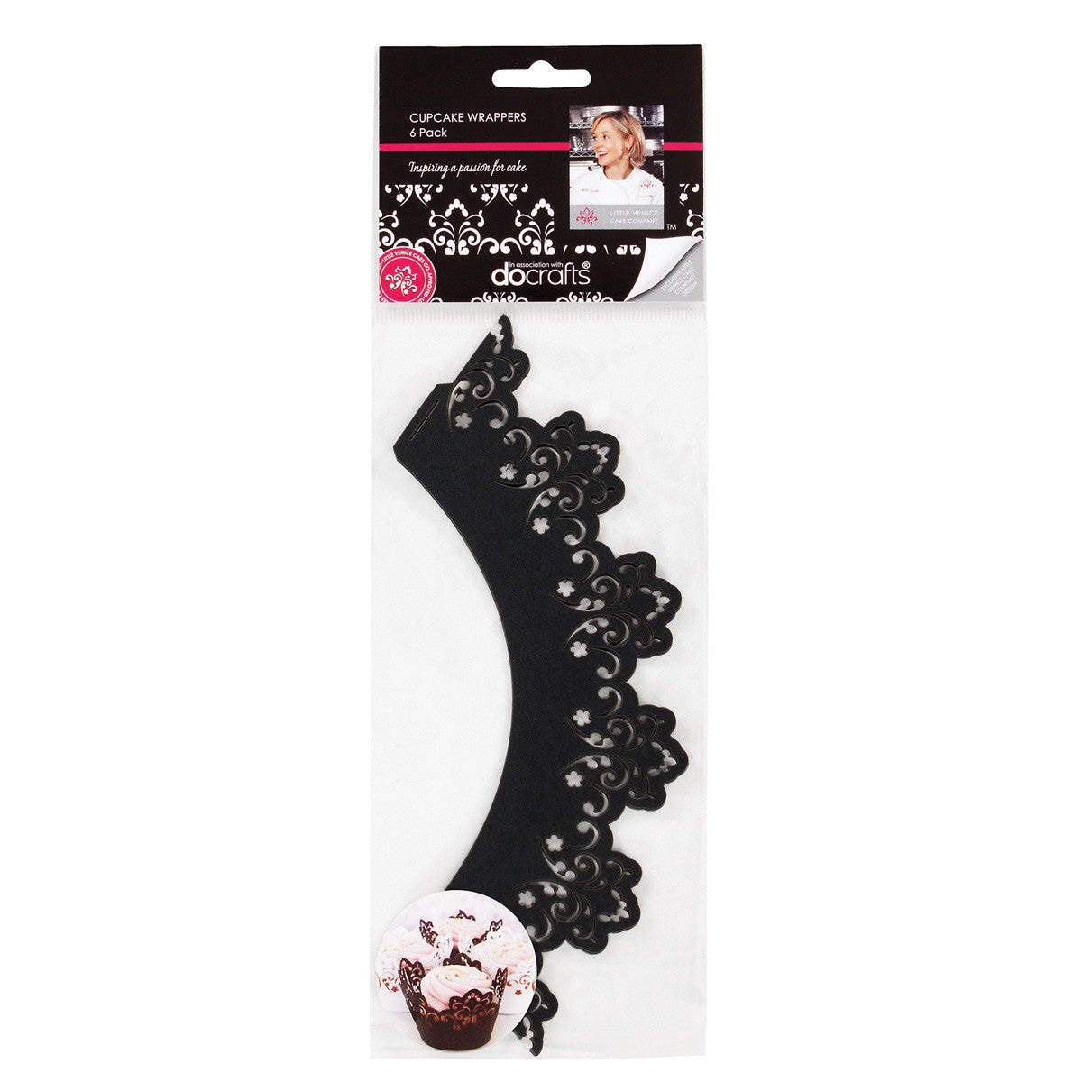 Black Lace cupcake wrappers 6pc LVCC