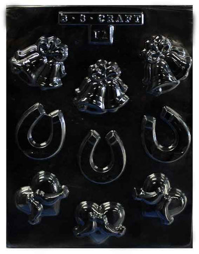 Wedding icons assorted chocolate mould Horseshoe bells