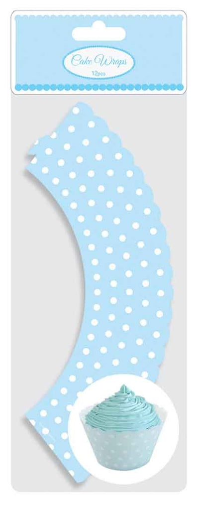 Cupcake Wrappers Blue and White polka dot