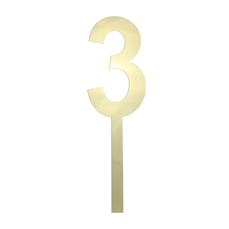 Large Gold acrylic number topper 3 - Kiwicakes