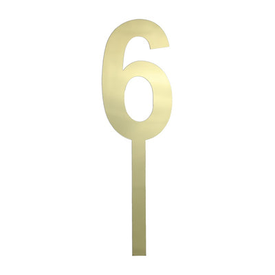 Large Gold acrylic number topper 6