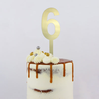 Large Gold acrylic number topper 6