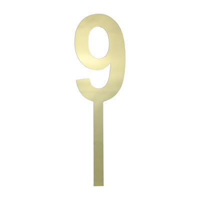 Large Gold acrylic number topper 9