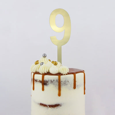 Large Gold acrylic number topper 9