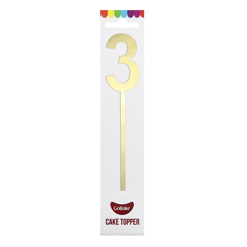 Small Gold acrylic number topper 3 - Kiwicakes