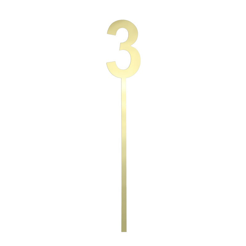 Small Gold acrylic number topper 3 - Kiwicakes