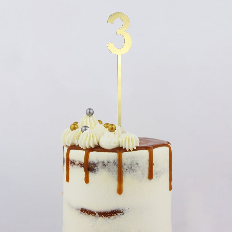 Small Gold acrylic number topper 3 - Kiwicakes