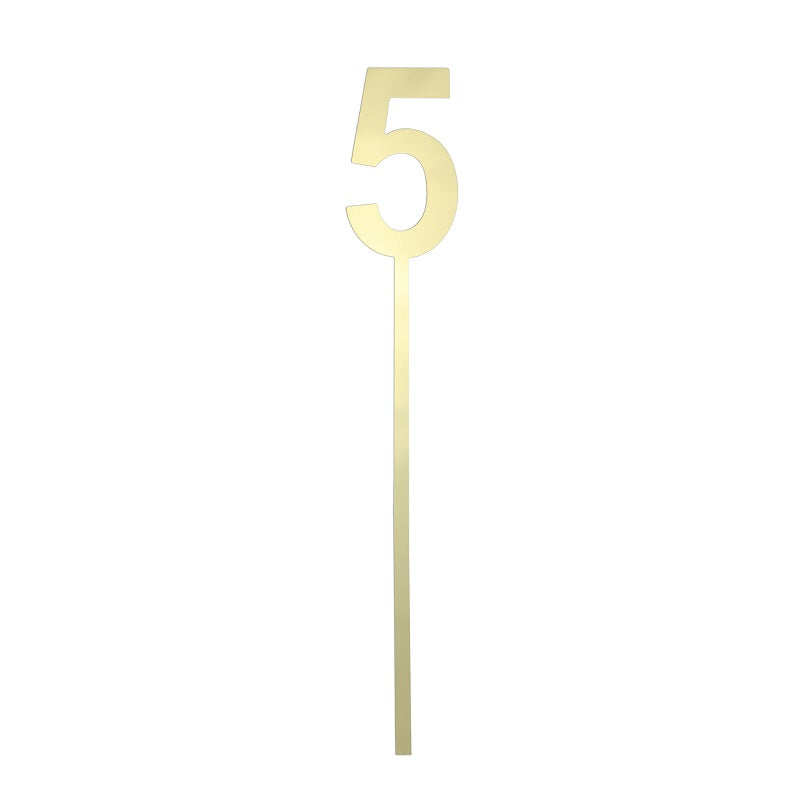 Small Gold acrylic number topper 5