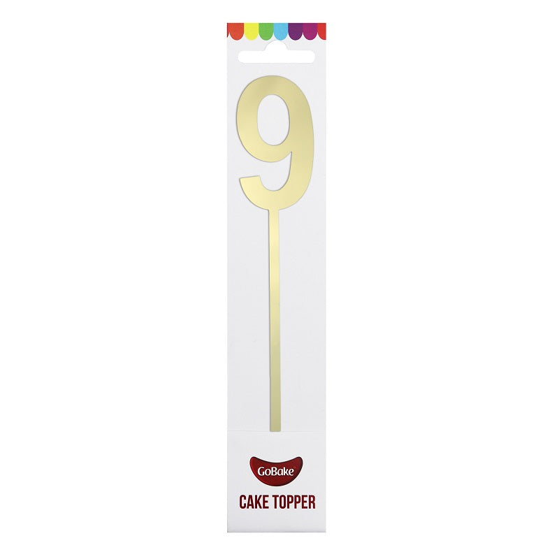 Small Gold acrylic number topper 9 - Kiwicakes