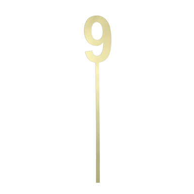 Small Gold acrylic number topper 9
