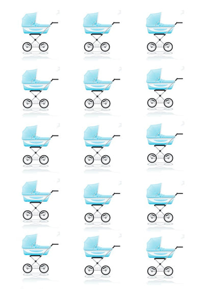 Design Sheet edible image Baby prams blue