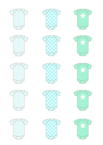 Design Sheet edible image Baby Onesies Blues