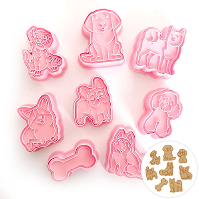 Dog cookie cutters with matching stamp embosser set of 8