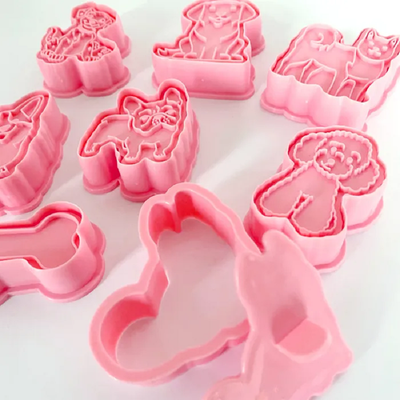 Dog cookie cutters with matching stamp embosser set of 8