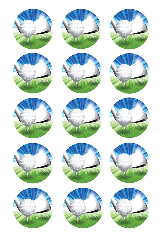 Design Sheet edible image Golf balls and club