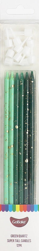 Super Tall Ombre Green Quartz long candles 18cm (12PK)