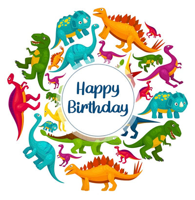 Edible icing image Dinosaurs Happy Birthday