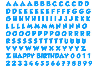A4 edible icing image sheet Alphabet letters and numbers Blue
