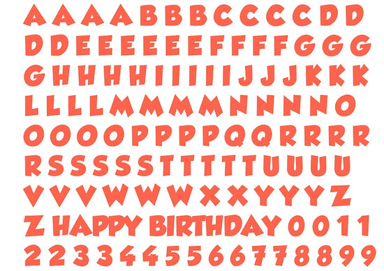 A4 edible icing image sheet Alphabet letters and numbers Orange Red ...
