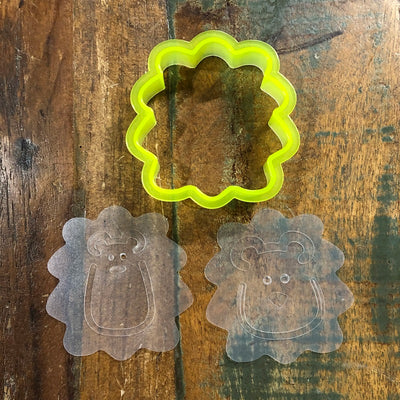 Lion Face Cookie cutter with matching stencils