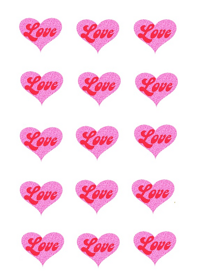 Design sheet edible image Love Pink Hearts