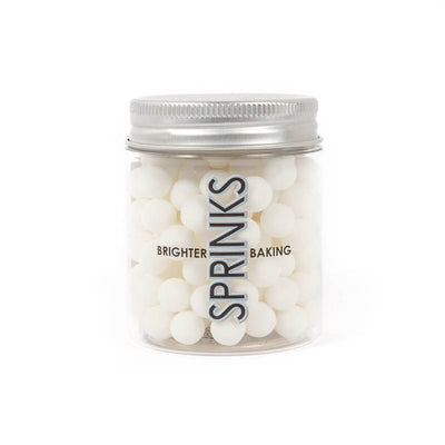 Matte white 8mm cachous sugar pearls by sprinks