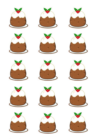Design Sheet edible image Christmas Puddings