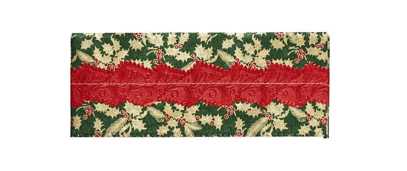 Christmas cake frill embossed foil green with red centre