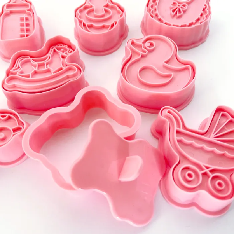 Baby cookie cutters with matching stamp embosser set of 8