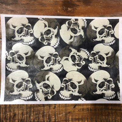 Wafer paper sheet skulls black
