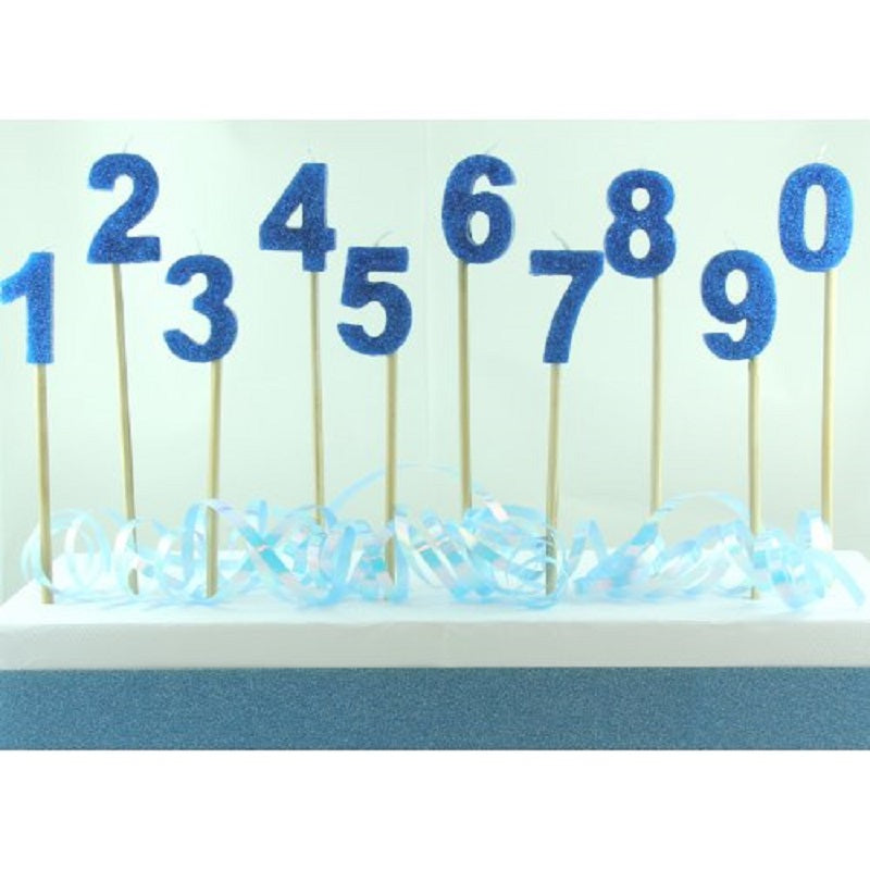 Age number candles - blue glitter
