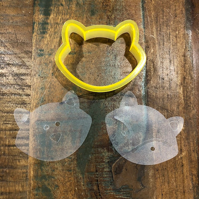 Cat or fox badger raccoon Cookie cutter with matching stencils