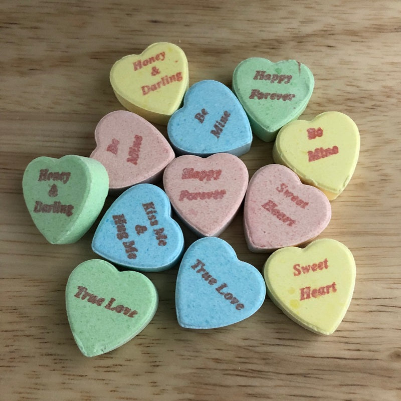 Conversation hearts candy lollies