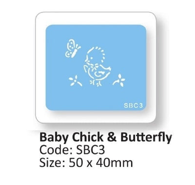 Baby Chick and Butterfly stencil by Jem