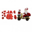 Plastic cutter components, to make the fondant icing Santa shown at the right of the cutters. On a white background