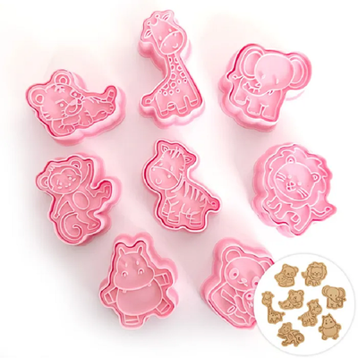 Jungle safari animals cookie cutters with matching stamp embosser set of 8