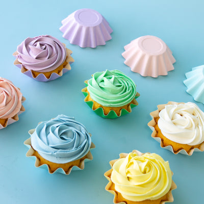 Cupcakes baked in pastel bloom baking cups cupcake papers