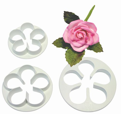 Five petal set of three large Rose cutters by PME - Kiwicakes