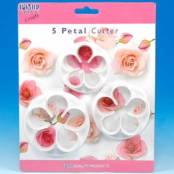 Five petal set of three large Rose cutters by Jem