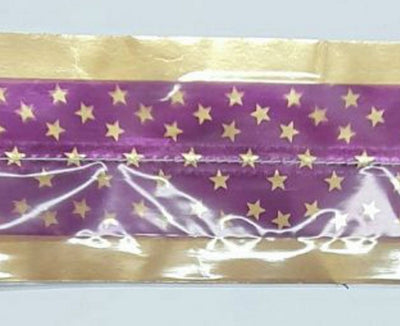 Stars Purple and gold Birthday cake band frill 63mm wide x 1m