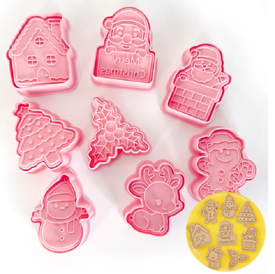 Christmas icons cookie cutters with matching stamp embosser set of 8