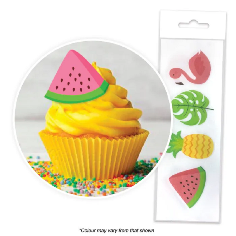 Tropical party 16 cupcake wafer paper cupcake toppers